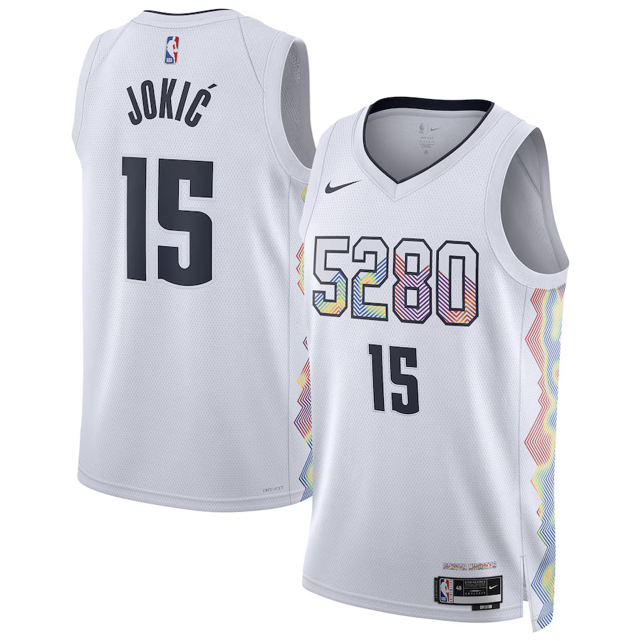 Men Denver Nuggets #15 Nikola Jokic Nike White City Edition 2024-25 Swingman Player NBA Jersey->customized nba jersey->Custom Jersey